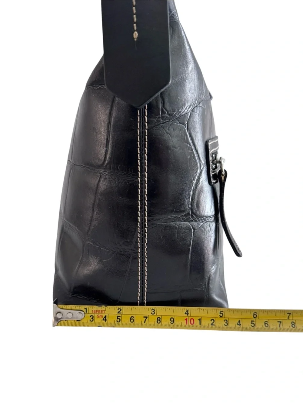 Dooney & Bourke Black Croc Embossed Leather Hobo Shoulder Bag